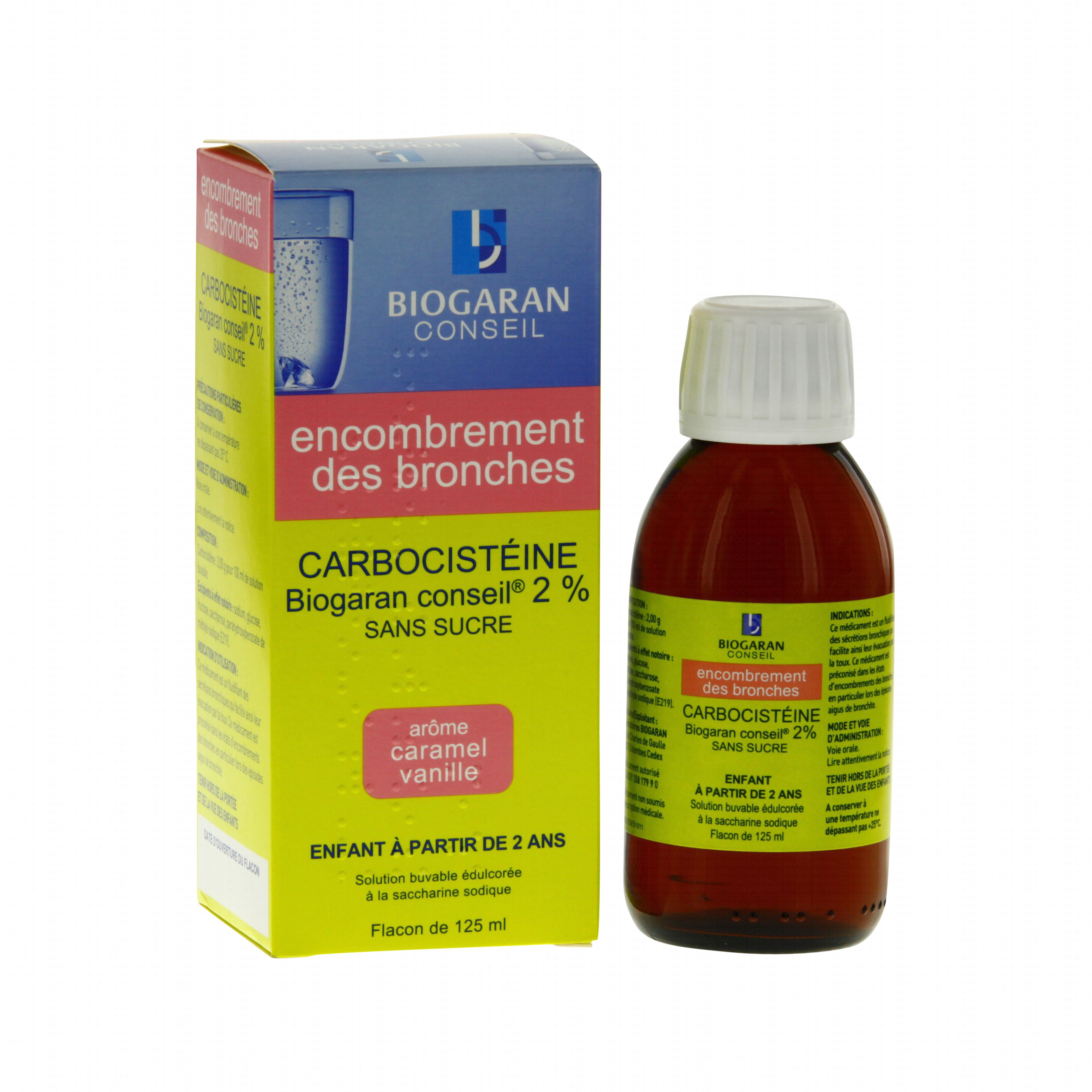 BIOGARAN Carbocistéine 2% enfants sans sucre flacon de 125 BIOGARAN Carbocistéine 2% enfants sans sucre flacon de 125