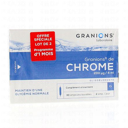 GRANIONS Oligoéléments - Chrome (lot de 2 * boîtes de 30 ampoules)