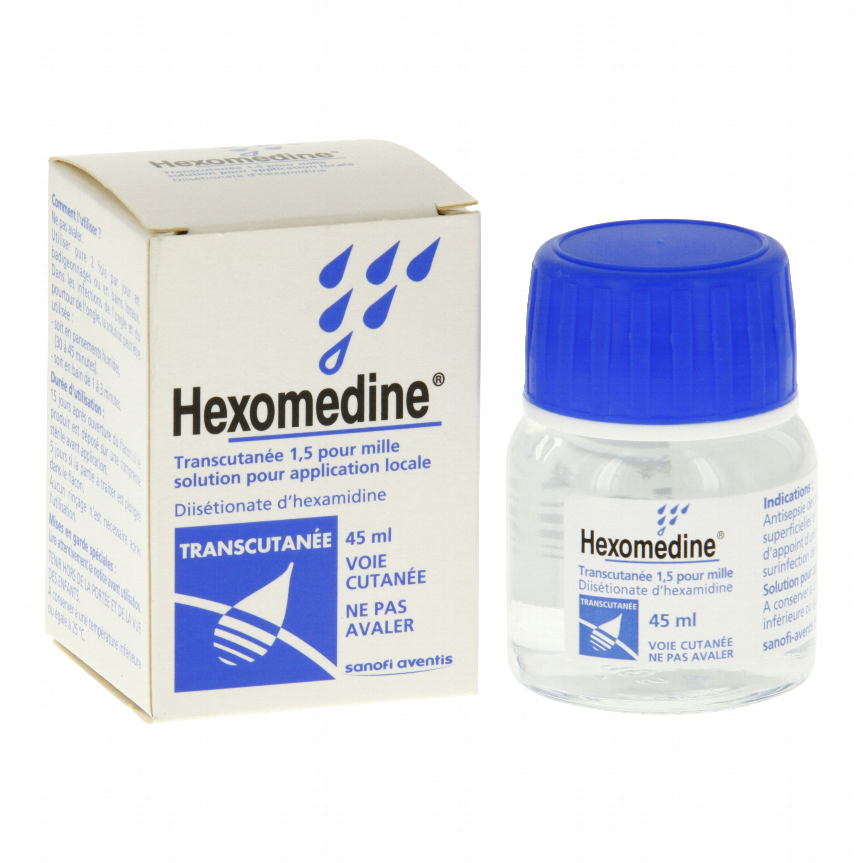 Hexomédine transcutanée 1,5 pour mille flacon 45ml Sanofi ...