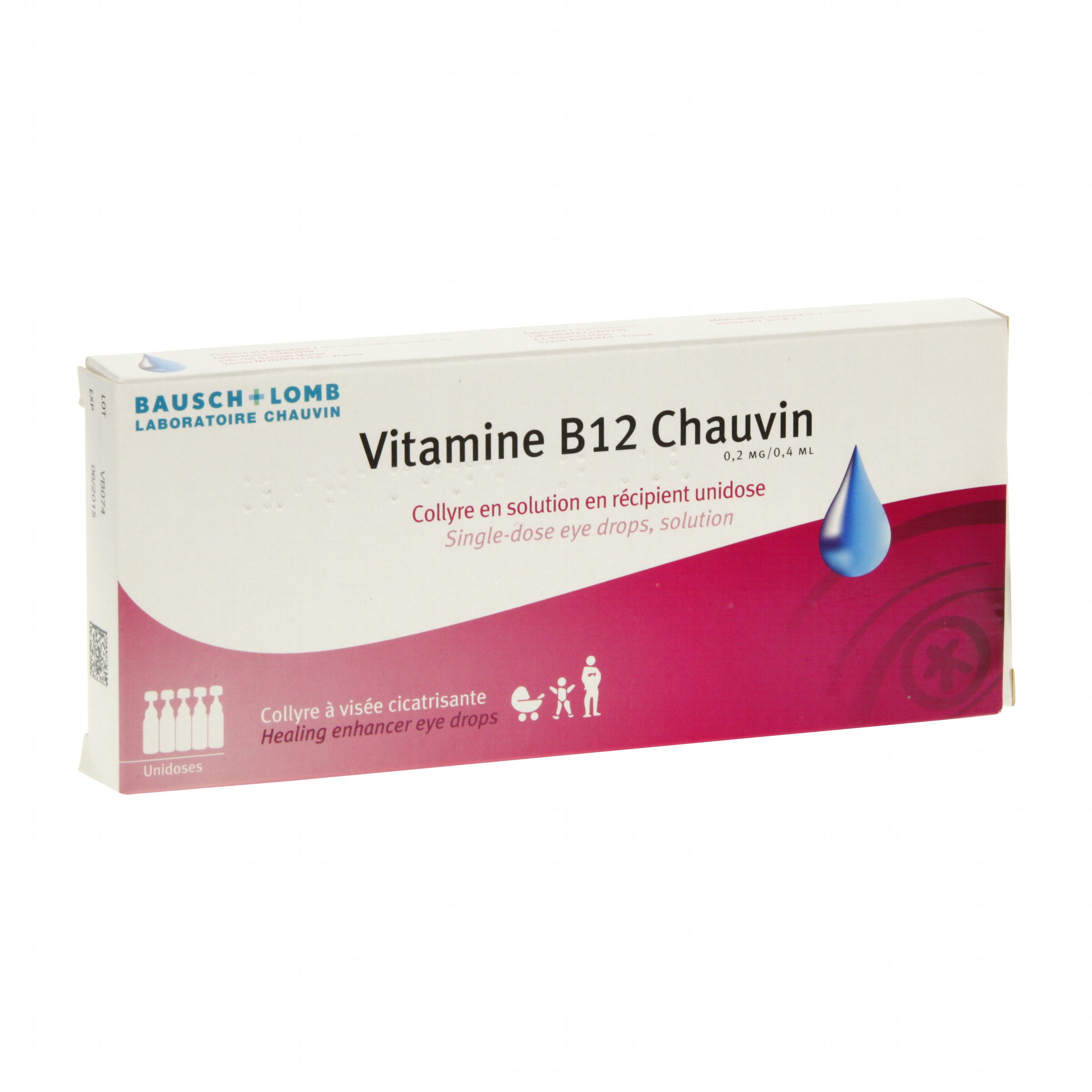Vitamine b12 chauvin 0,2 mg/0,4 ml boîte de 10 récipients unidoses