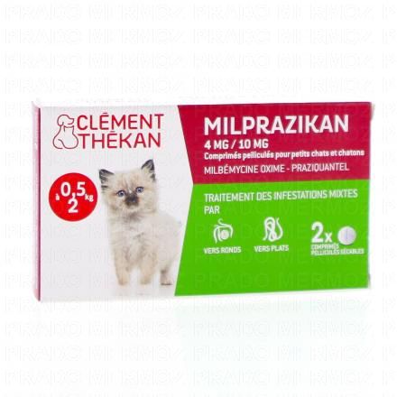 CLEMENT THEKAN Milprazikan 4mg / 10mg comprim&eacute;s antiparasitaires pour chatins et petits chats x2