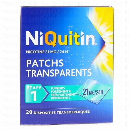 NIQUITIN Patchs 21 mg/24h boite de 24 patchs transparents.