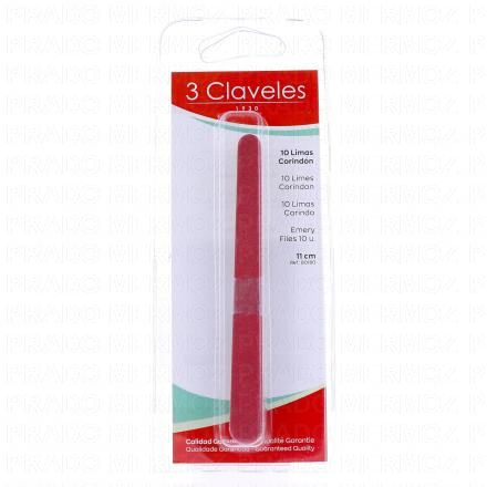 3 CLAVELES Limes &agrave; ongles corindon 11 cm bo&icirc;te de 10 limes