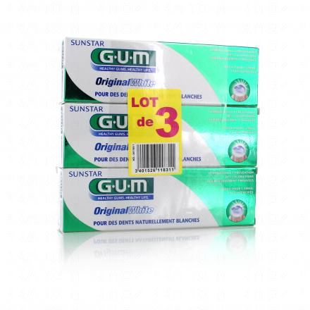 GUM Original white dentifrice (lot de 3 x 75ml)