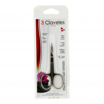 3 CLAVELES Ciseaux &agrave; ongles courb&eacute;s 9 cm