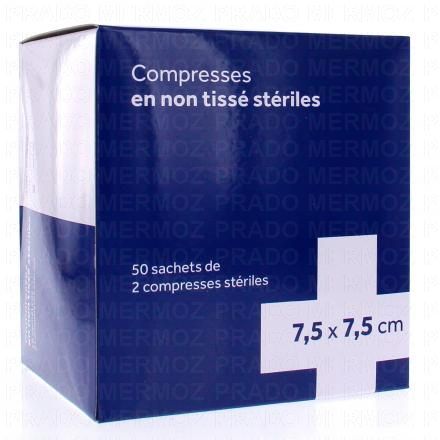 3M Compresse non tissée stérile (taille 7,5x7,5cm boite de 50x2)