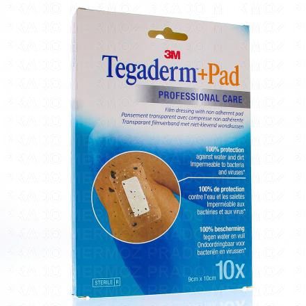 3M Tegaderm+Pad Professional care Pansement transparent avec compresse (10 pansements 9cm x 10cm)