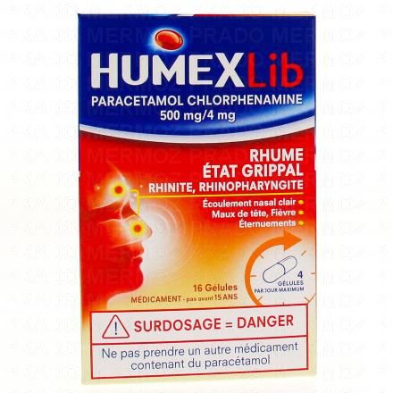 Humexlib paracétamol chlorphénamine 500 mg/4 mg