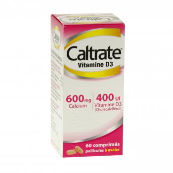 Caltrate vitamine d' 600 mg/400 ui (flacon 60 comprimés)
