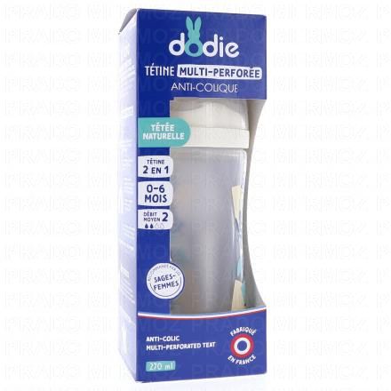 Dodie Biberon T&eacute;tine Multi-Perfor&eacute;e 0/6mois 270ml (bleu)