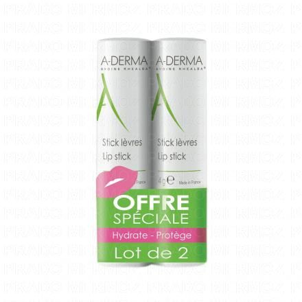 A-DERMA Les indispensables - Stick L&egrave;vres lot de 2