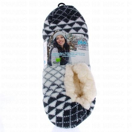 AIRPLUS Femme - Aloe Cabin Footies - Chaussons hydratants &agrave; l'aloe vera (grise)