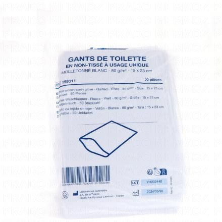 ALCURA Gants De Toilettes Molletonn&eacute;s Blanc 15x23 cm