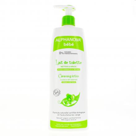 ALPHANOVA Bébé - Lait de toilette flacon pompe 500 ml