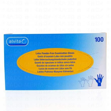 ALVITA Gants d'examen Latex non poudr&eacute;s bo&icirc;te de 100 (taille l)