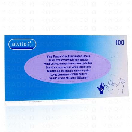 ALVITA gants d'examen Vinyle non poudrés boîte de 100 (taille s)