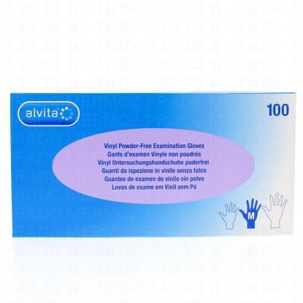 ALVITA gants d'examen Vinyle non poudrés boîte de 100 (taille m)