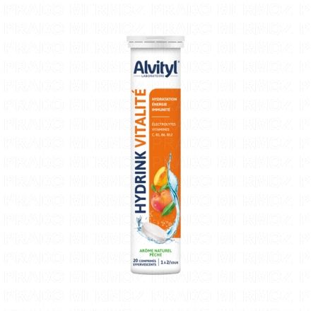 ALVITYL Hydrink Vitalit&eacute; Ar&ocirc;me P&ecirc;che x20 Comprim&eacute;s Effervescents