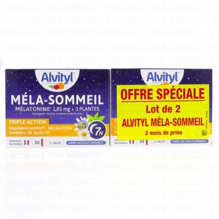ALVITYL Stress & Sommeil - M&eacute;la-Sommeil Triple action lot de 2x30 g&eacute;lules