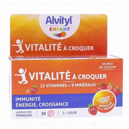 ALVITYL Vitalit&eacute; - Comprim&eacute;s &agrave; croquer go&ucirc;t fraise (bo&icirc;te de 30 comprim&eacute;s)