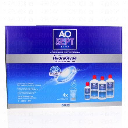 AOSEPT Plus - Hydraglide Solution oxydante nettoyante et d&eacute;contaminante (3 flacons de 360ml + 1 flacon de 90ml)