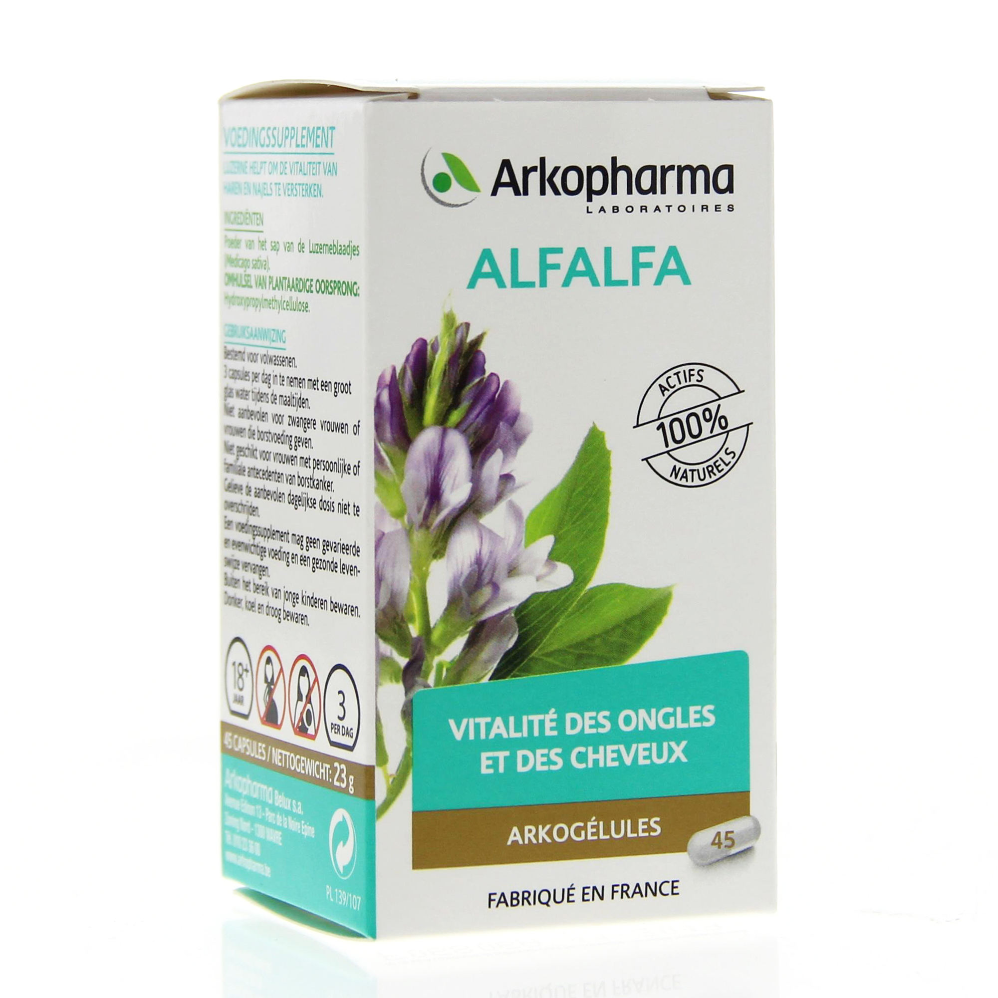ARKOPHARMA Arkogélules alfalfa cheveux & ongles boîte de 45 gélules