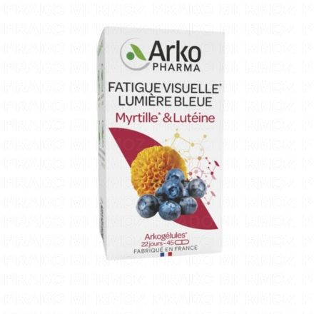 ARKOPHARMA Arkog&eacute;lules - Fatigue Visuelle Lumi&egrave;re bleue Myrtille & Lut&eacute;ine 45 g&eacute;lules