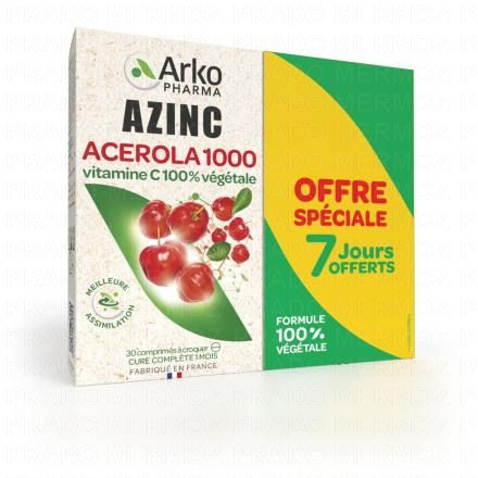 ARKOPHARMA Azinc - Acerola 1000 lot de 2x30 comprim&eacute;s &agrave; croquer