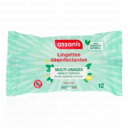 ASSANIS Lingettes désinfectantes Multi-Usages (12 lingettes)
