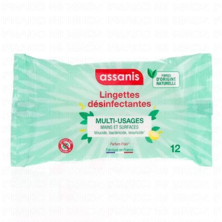 ASSANIS Lingettes - désinfectantes Multi-Usages (12 lingettes)