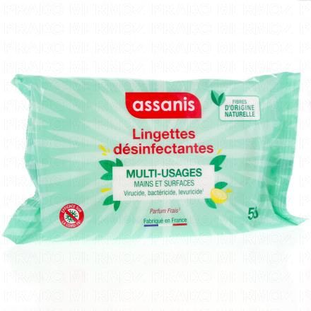 ASSANIS Lingettes désinfectantes Multi-Usages (50 lingettes)