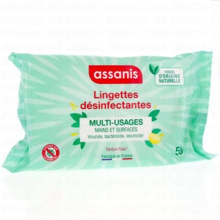 ASSANIS Lingettes - désinfectantes Multi-Usages (50 lingettes)