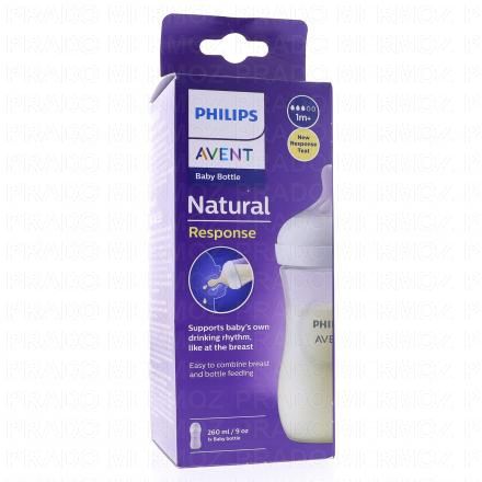 AVENT Biberon Natural response biberon t&eacute;tine silicone +1mois 260ml (transparent)