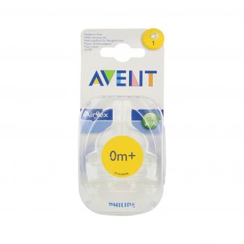 AVENT T&eacute;tine silicone d&eacute;bit nouveau n&eacute; 0 mois et plus lot de 2