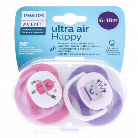 AVENT Ultra Air - Sucettes 6-18 mois (happy robots)