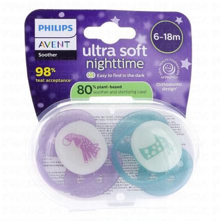 AVENT Ultra Soft - Sucette 6-18 mois (spécial nuit nature)