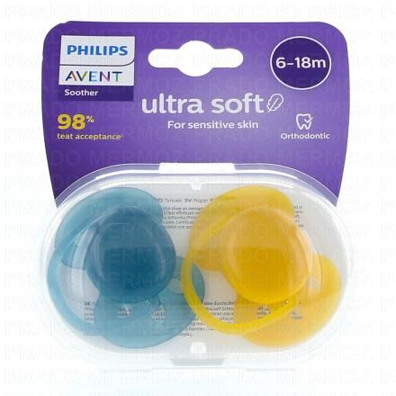 AVENT Ultra Soft - Sucette 6-18 mois (bleu / jaune)