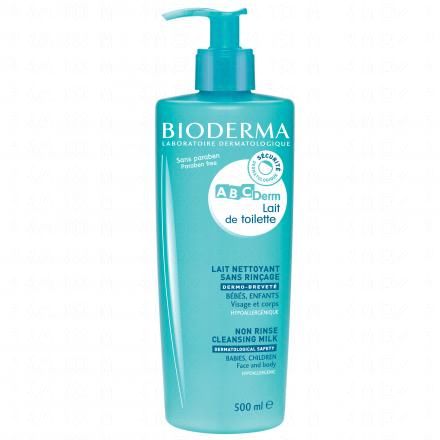 BIODERMA ABCDerm - Lait de toilette b&eacute;b&eacute; nettoyant sans rin&ccedil;age (flacon 500ml)