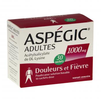 Aspégic adultes 1000 mg (boîte de 30 sachets-doses)
