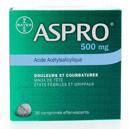ASPRO 500 effervescent (bo&icirc;te de 36 comprim&eacute;s)