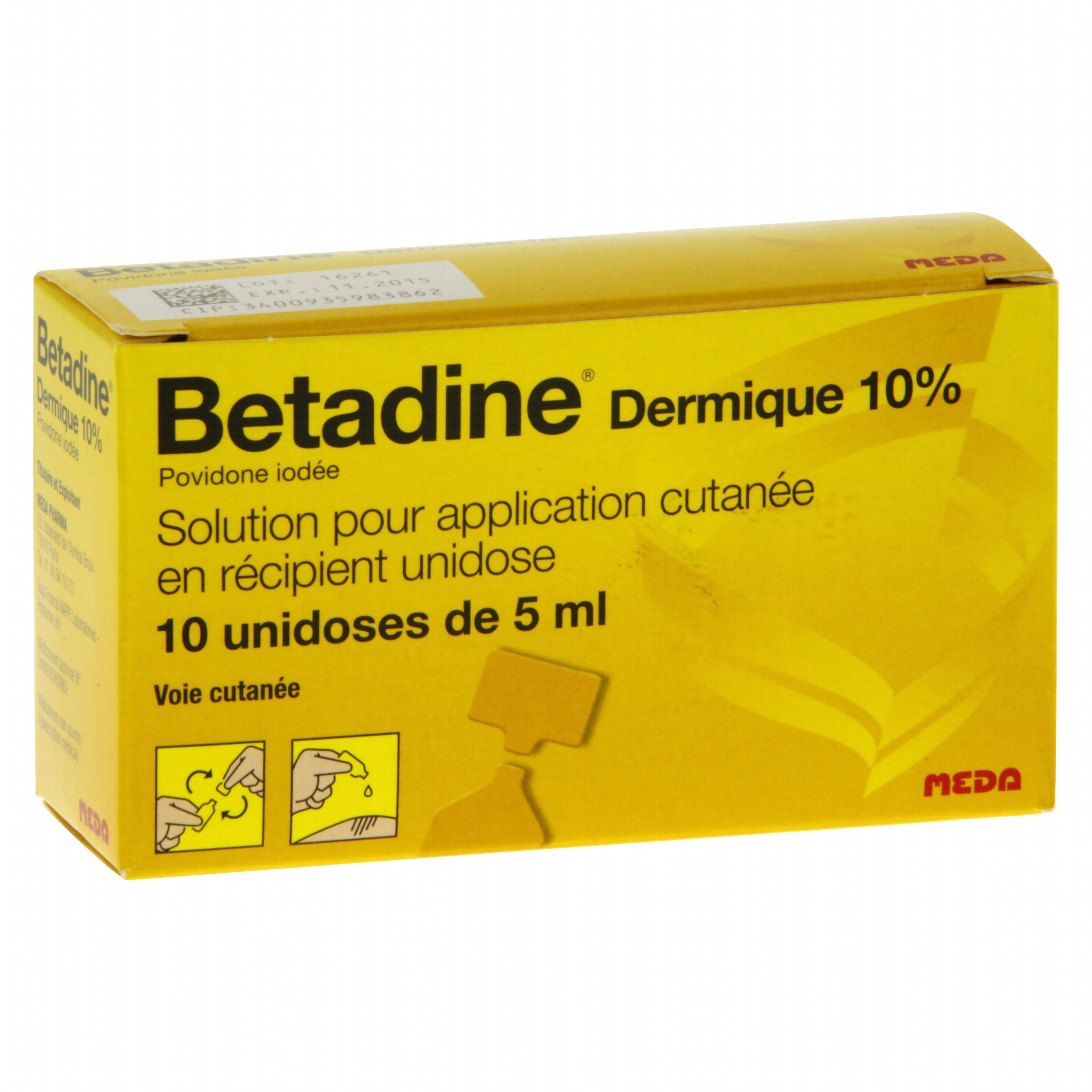 Bétadine dermique 10 % boîte de 10 récipients unidoses