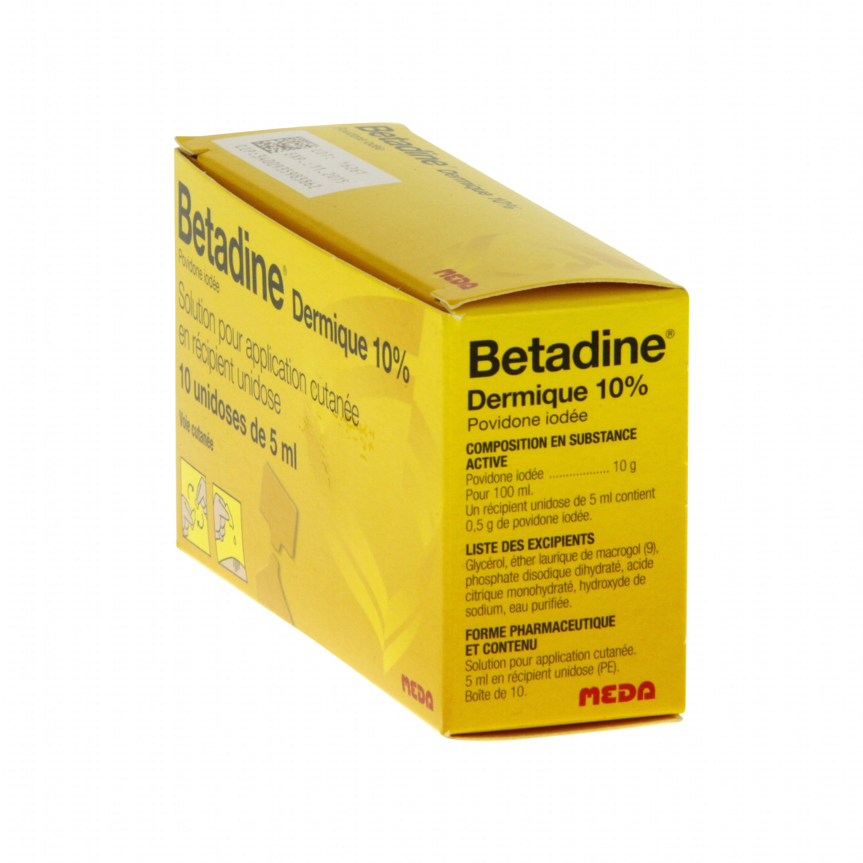 Bétadine dermique 10 % boîte de 10 récipients unidoses