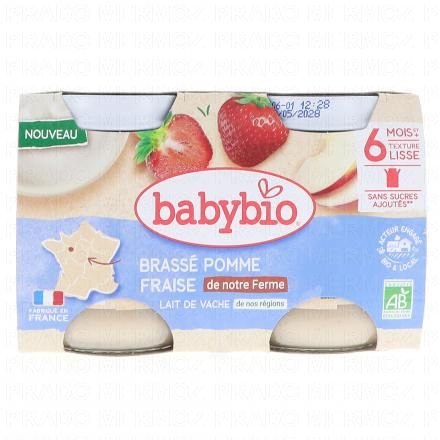 BABYBIO Desserts Lact&eacute;s - Brass&eacute; Pomme Fraise 2x130g