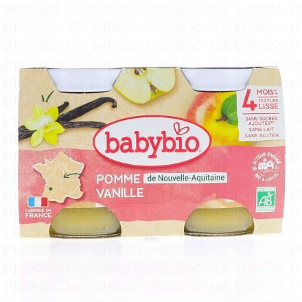 BABYBIO Fruits - Petits pots à la pomme d'Aquitaine et Vanille dès 4 mois 2x130g