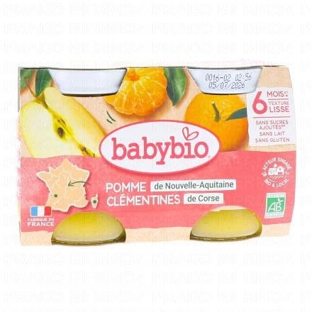 BABYBIO Fruits - Pot pomme cl&eacute;mentine bio +6mois 2x130g
