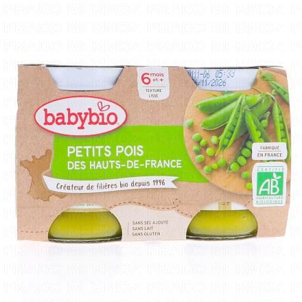 BABYBIO Légumes - Petits pots Petits pois dès 6 mois 2x130g