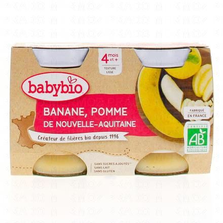BABYBIO Fruits - Petits pots Banane, Pomme 2x130g dès 4 mois
