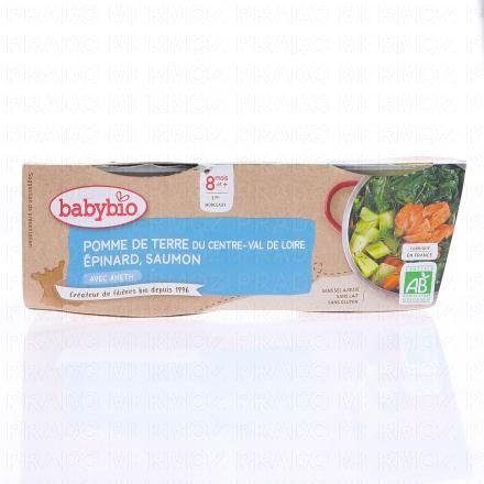 BABYBIO Repas du Midi - Petits bols Pommes de terre, épinard, saumon à l'aneth dès 8 mois 2x200g