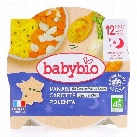 BABYBIO Repas du Soir - Petit plat Douceur de Panais carotte des landes, polenta 230g d&egrave;s 12 mois