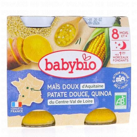 BABYBIO Repas du soir - Maïs Patate douce Quinoa bio 2x200g